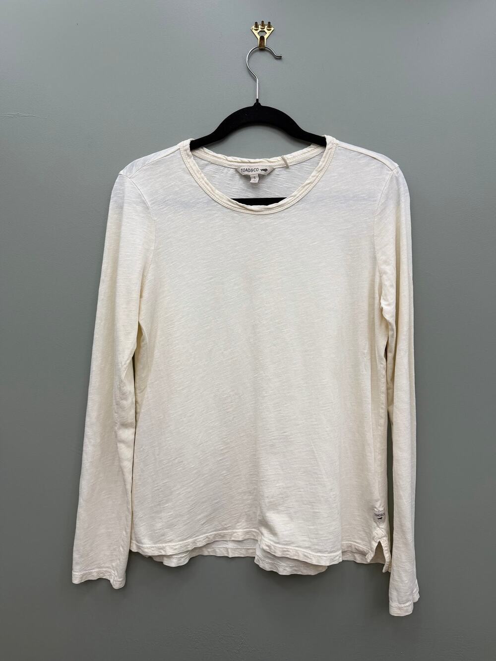 Toad&Co Organic Cotton Long Sleeve Tee Ivory Crew Neck Small